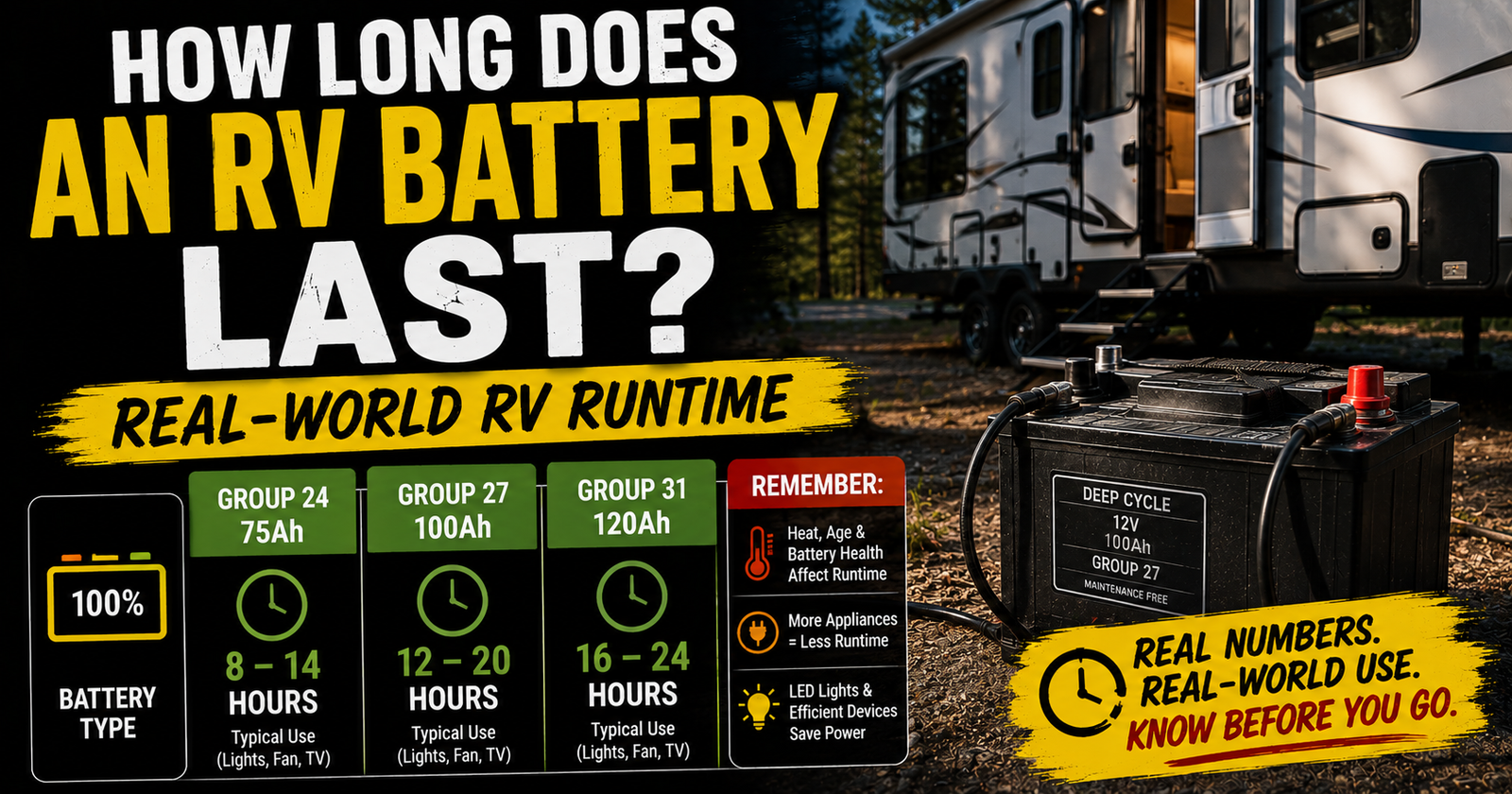 How Long Does an RV Battery Last? Real-World RV Runtime